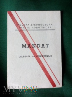 MANDAT DELEGATA PZPR. 1986 ROK