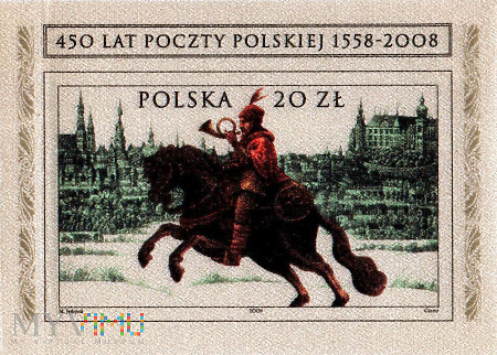 Duże zdjęcie Znaczek na JEDWABIU - 450 lat Poczty Polskiej