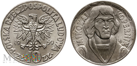 Duże zdjęcie 10 złotych, 1959, Mikołaj Kopernik, odmiana A