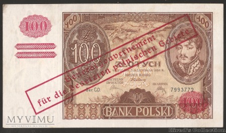 100 złotych 1934r. z oryginalnym nadrukiem