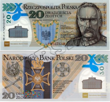 Banknot 20 zlotych 2014r