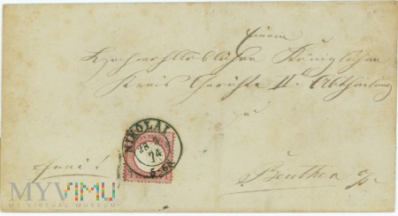 Duże zdjęcie List nadany w Mikołowie- 1874