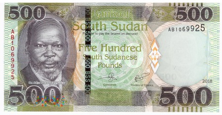 Sudan Południowy - 500 funtów (2018)