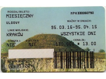 Bilet MPK Kraków 9