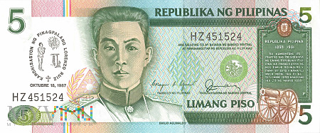 Filipiny - 5 pesos (1987)