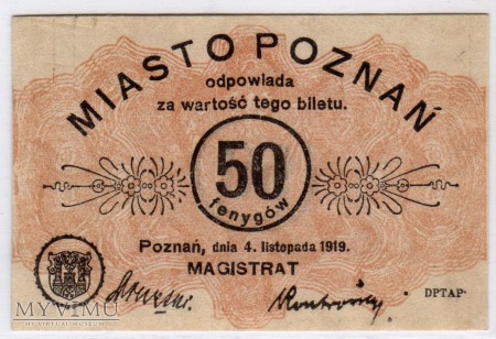 Duże zdjęcie 04.11.1919 - 50 Fenygów - Poznań