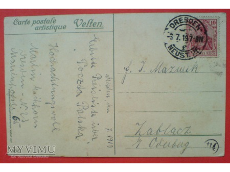 1919 EZE Francja Manuel Wielandl pocztówka