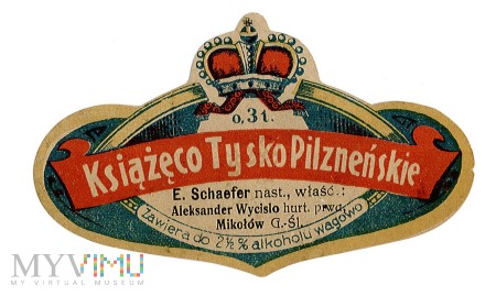 Etykieta piwna- Książęco Tysko Pilzneńskie