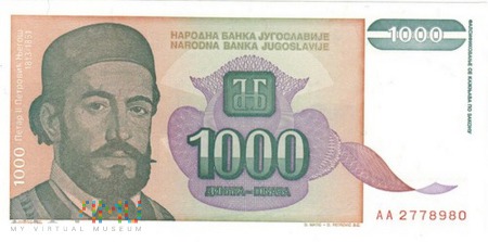 JUGOSŁAWIA 1000 DINARA 1994