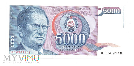 Jugosławia - 5 tys. dinarów, 1985r.