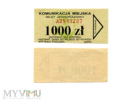 Bilet jednorazowy (1000 zł) - Biała Podlaska