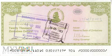 Duże zdjęcie Zimbabwe - 20 000 dolarów (2003)
