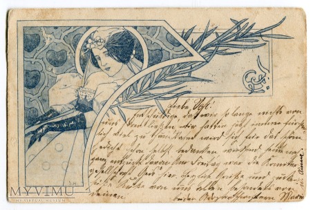 1898 Secesyjna Dama Art Nouveau postcard