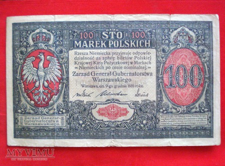 Duże zdjęcie 100 marek polskich 1916 rok