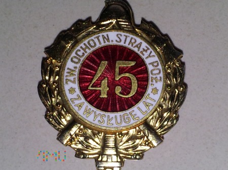 Odznaka Za Wysługę 45 Lat ZOSP ciemna emalia