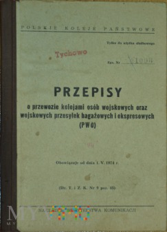 1974 - Przepisy o przewozie kol. osób wojsk. (PWO)