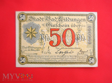 Notgeld Stadt Bad Wildungen 50 Pf.1921 rok