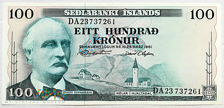 Islandia 100 koron 1961