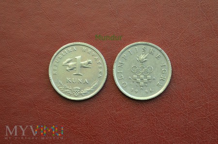 Duże zdjęcie Moneta chorwacka: 1 kuna "OLIMPIJSKE IGRE"