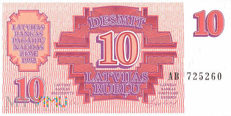 Łotwa - 10 rubli (1992)