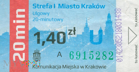 Bilet Ulgowy 20 -minutowy KM Kraków