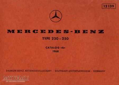 Mercedes W114 230 250. Katalog części z 1968 r.