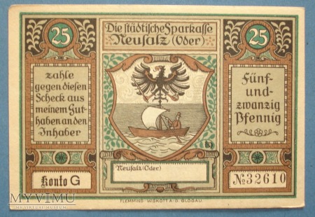 25 Pfennig 1922 r - Neusalz ( Oder) - Nowa Sol