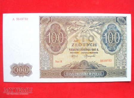 100 złotych 1941 rok