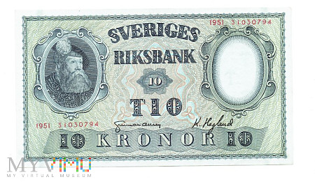 Szwecja 10 koron 1951r.