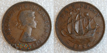 Duże zdjęcie Wielka Brytania, half penny 1958