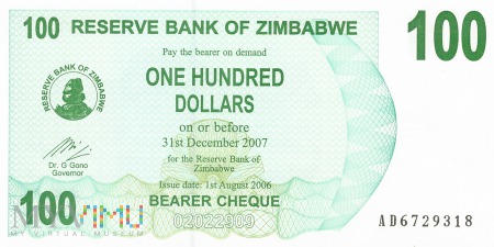 Zimbabwe - 100 dolarów (2006)