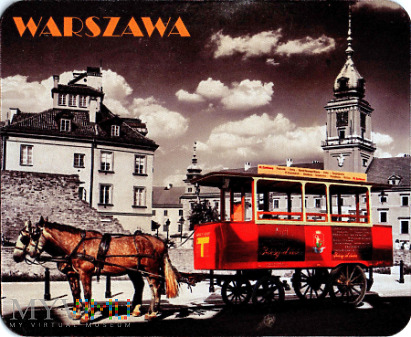 Podkładka z omnibusem konnym w Warszawie