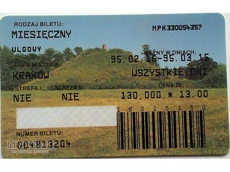 Duże zdjęcie Bilet MPK Kraków 11