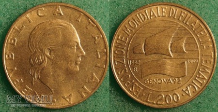 Włochy, 200 Lirów 1992