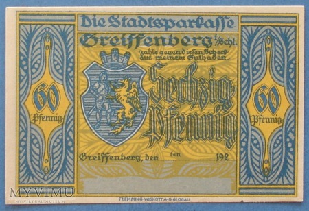 60 Pfennig z 1920 r - Greiffenberg - Gryfow Sl
