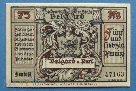 75 Pfennig 1921 - Belgard a. Pers.- Białogard