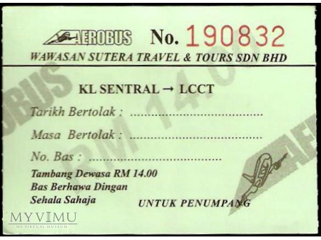 Bilet autobusowy z Malezji.
