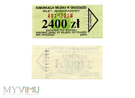 Bilet jednorazowy (2400 zł) - Grudziądz