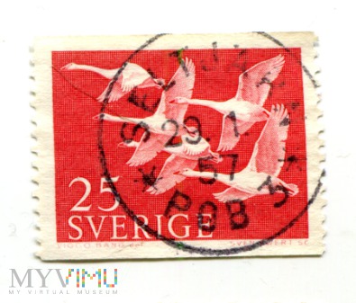 Szwecja Łabędzie znaczek pocztowy 1956