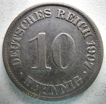 10 fenigów 1907 r. Niemcy (Cesarstwo)
