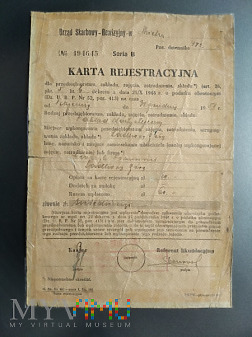 Karta Rejestracyjna z Urzędu Skarbowego-1951r.