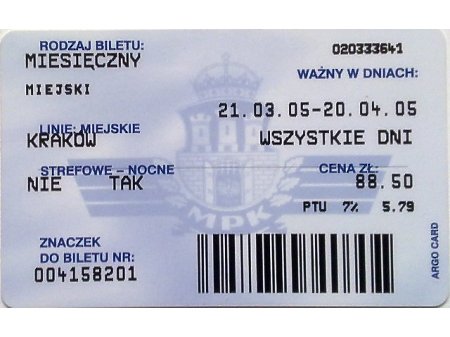 Bilet MPK Kraków 69