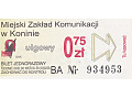 MZK Konin - Bilet ulgowy 0,75 zł