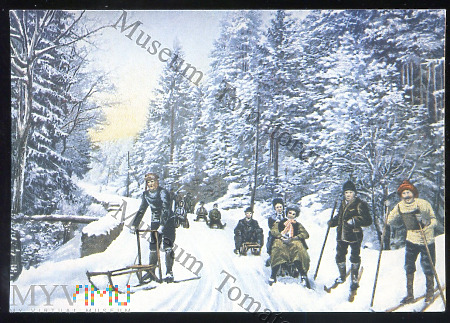 Scena zimowa z pocz. XX w. - reprint współczesny