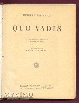 Quo Vadis z 1927 roku z ilustracjami Stachiewicza