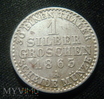 30 Einen Thaler ,1 Silber Groschen,1863, A