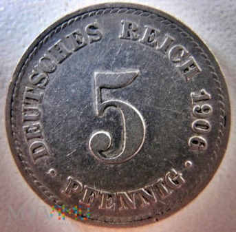 5 fenigów 1906 r. Niemcy (Cesarstwo)