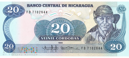 Duże zdjęcie Nikaragua - 20 córdob (1985)