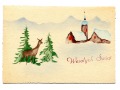 Wesołych Świąt w PRL -u pocztówka wykonana ręcznie