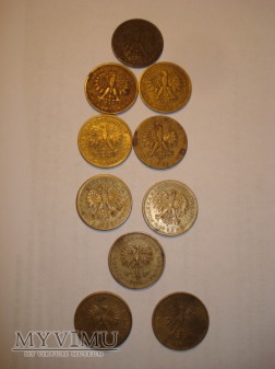 2 ZŁ "kłosy" zbiór kilku monet